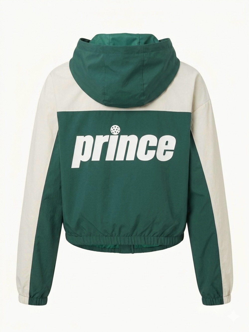 Prince Pickleball Hooded Zip Colorblock Windbreaker Jacket in Green and White M